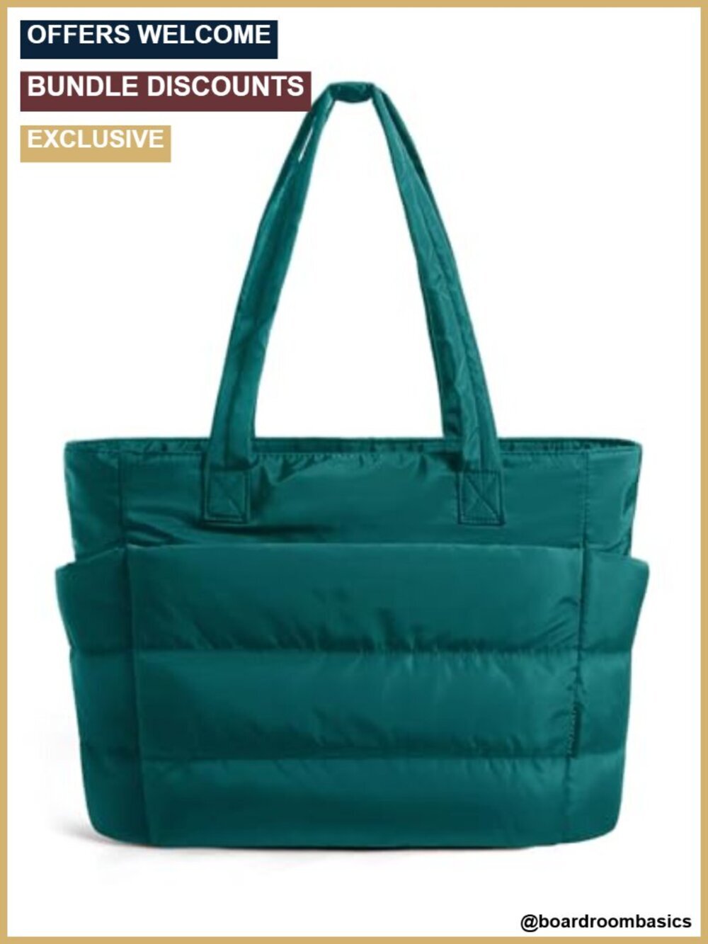 Lightweight Puffy Tote Bag with Compartments Shoulder Handbag for Travel Work